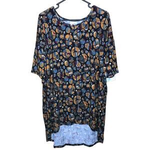 LuLaRoe Circles Orange Blue Irma Tunic New XL